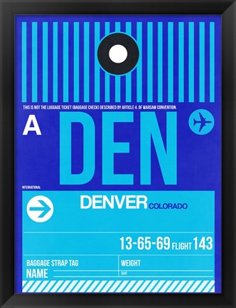 Framed DEN Denver Luggage Tag 2 Print