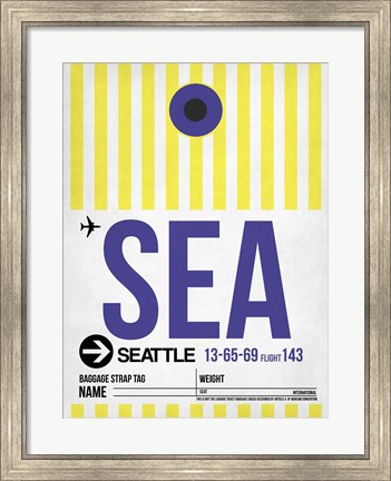 Framed SEA Seattle Luggage Tag 1 Print