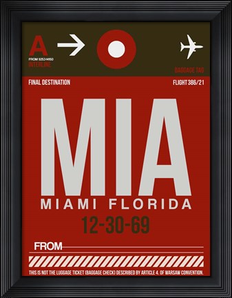 Framed MIA Miami Luggage Tag 2 Print