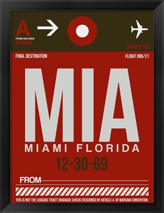 Framed MIA Miami Luggage Tag 2 Print