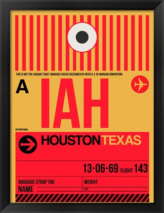 Framed IAH Houston Luggage Tag 1 Print