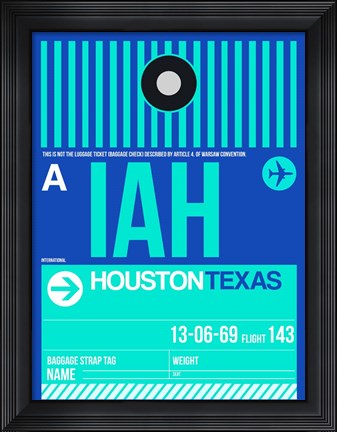 Framed IAH Houston Luggage Tag 2 Print