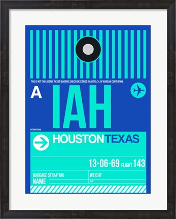 Framed IAH Houston Luggage Tag 2 Print