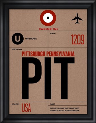 Framed PIT Pittsburgh Luggage Tag 1 Print