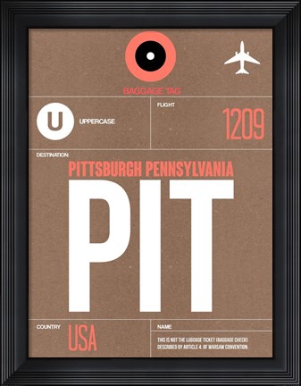 Framed PIT Pittsburgh Luggage Tag 2 Print