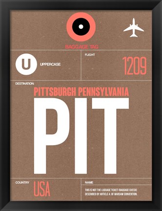 Framed PIT Pittsburgh Luggage Tag 2 Print