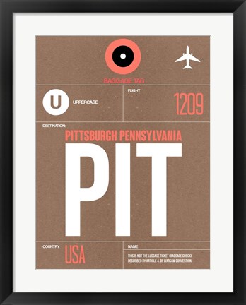 Framed PIT Pittsburgh Luggage Tag 2 Print