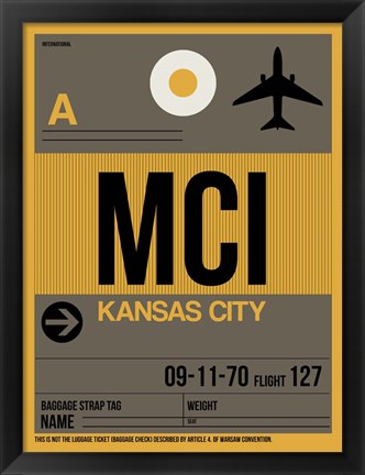 Framed MCI Kansas City Luggage Tag 1 Print