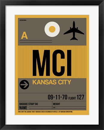 Framed MCI Kansas City Luggage Tag 1 Print