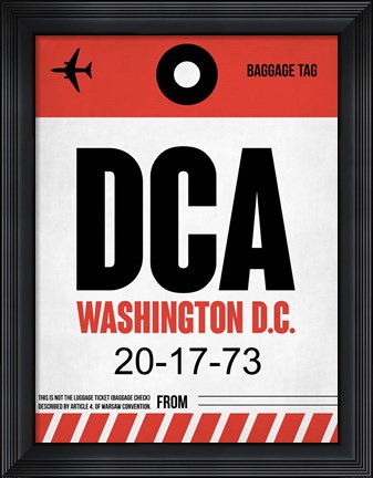 Framed DCA Washington Luggage Tag 1 Print