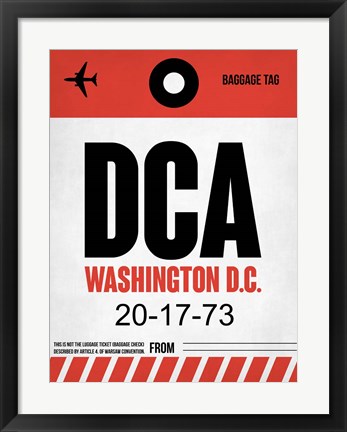 Framed DCA Washington Luggage Tag 1 Print