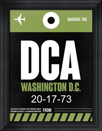Framed DCA Washington Luggage Tag 2 Print