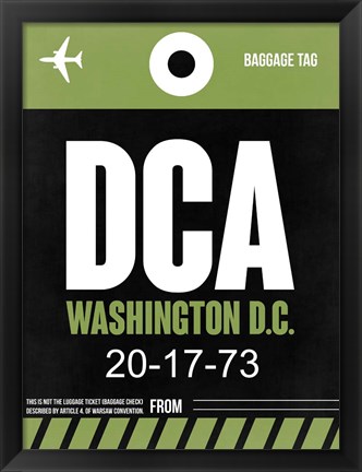 Framed DCA Washington Luggage Tag 2 Print