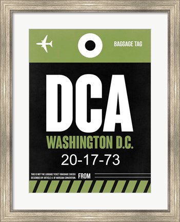 Framed DCA Washington Luggage Tag 2 Print