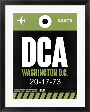 Framed DCA Washington Luggage Tag 2 Print