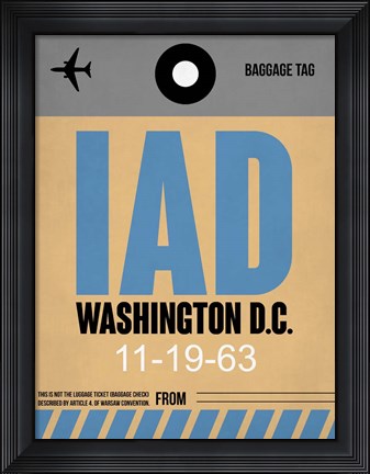 Framed IAD Washington Luggage Tag 1 Print