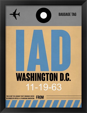 Framed IAD Washington Luggage Tag 1 Print