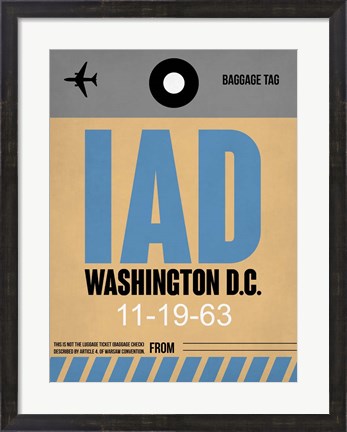 Framed IAD Washington Luggage Tag 1 Print