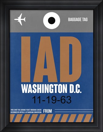 Framed IAD Washington Luggage Tag 2 Print
