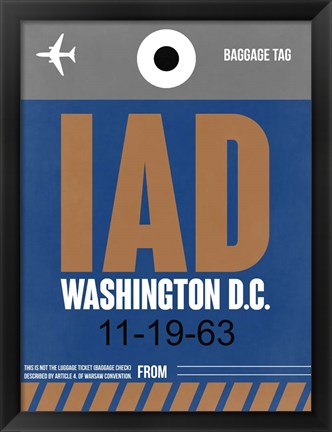 Framed IAD Washington Luggage Tag 2 Print