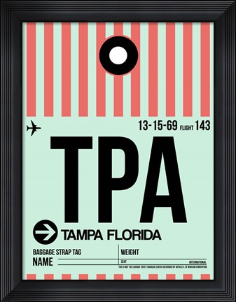 Framed TPA Tampa Luggage Tag 1 Print