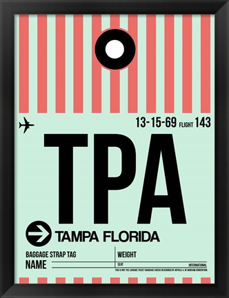 Framed TPA Tampa Luggage Tag 1 Print