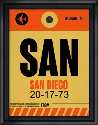 Framed SAN San Diego Luggage Tag 1 Print