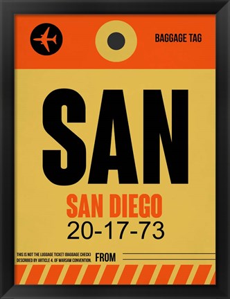 Framed SAN San Diego Luggage Tag 1 Print