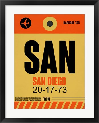 Framed SAN San Diego Luggage Tag 1 Print