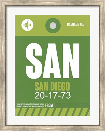 Framed SAN San Diego Luggage Tag 2 Print