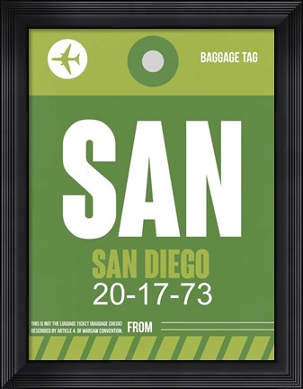 Framed SAN San Diego Luggage Tag 2 Print