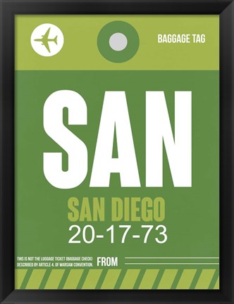 Framed SAN San Diego Luggage Tag 2 Print