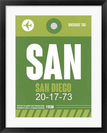 Framed SAN San Diego Luggage Tag 2 Print