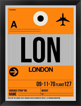 Framed LON London Luggage Tag 1 Print