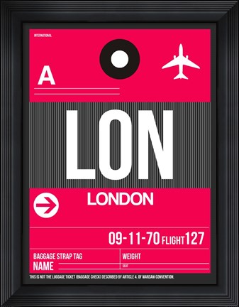 Framed LON London Luggage Tag 2 Print