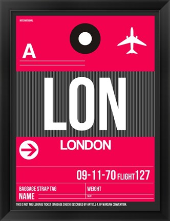 Framed LON London Luggage Tag 2 Print