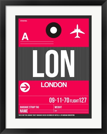 Framed LON London Luggage Tag 2 Print