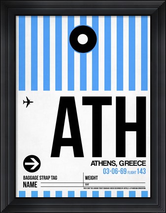 Framed ATH Athens Luggage Tag 1 Print