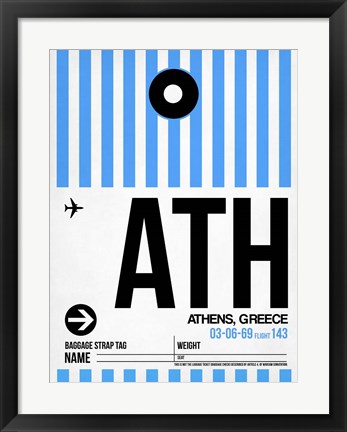 Framed ATH Athens Luggage Tag 1 Print