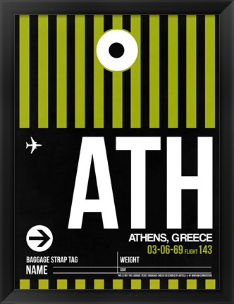 Framed ATH Athens Luggage Tag 2 Print