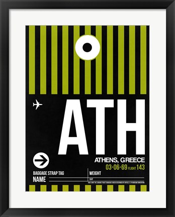 Framed ATH Athens Luggage Tag 2 Print