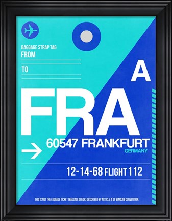 Framed FRA Frankfurt Luggage Tag 1 Print