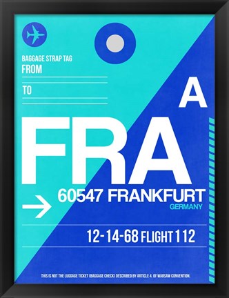 Framed FRA Frankfurt Luggage Tag 1 Print