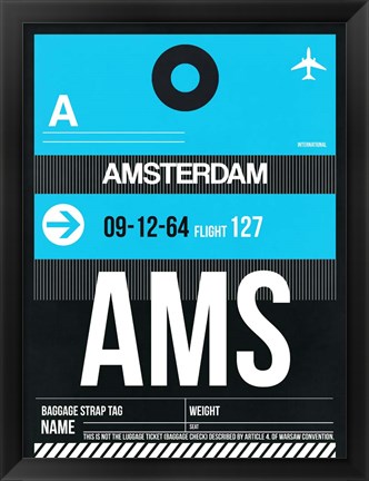 Framed AMS Amsterdam Luggage Tag 1 Print