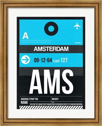 Framed AMS Amsterdam Luggage Tag 1 Print