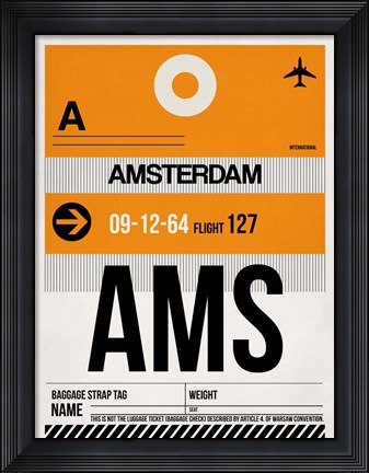 Framed AMS Amsterdam Luggage Tag 2 Print