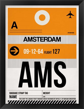 Framed AMS Amsterdam Luggage Tag 2 Print