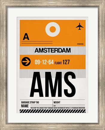 Framed AMS Amsterdam Luggage Tag 2 Print
