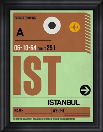 Framed IST Istanbul Luggage Tag 2 Print