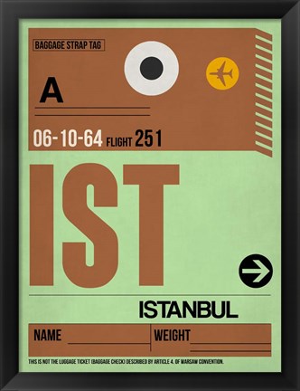 Framed IST Istanbul Luggage Tag 2 Print